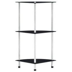 vidaXL Regal mit 3 Ablagen Schwarz 30x30x67 cm Hartglas