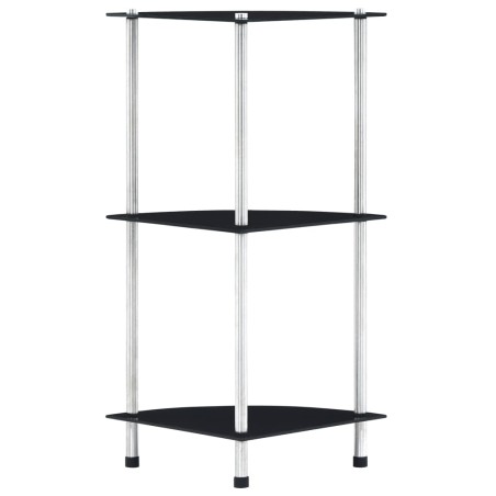 vidaXL Regal mit 3 Ablagen Schwarz 30x30x67 cm Hartglas