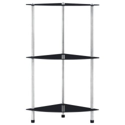 vidaXL Regal mit 3 Ablagen Schwarz 30x30x67 cm Hartglas