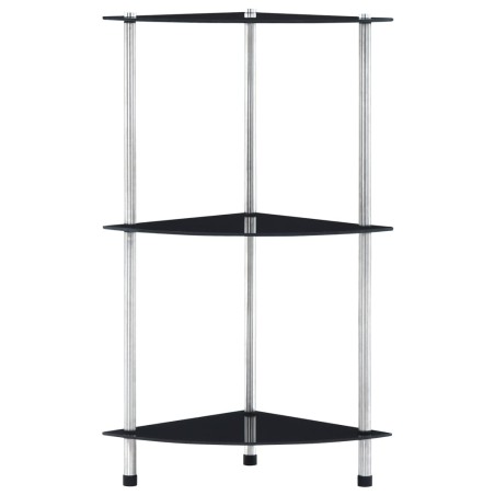 vidaXL Regal mit 3 Ablagen Schwarz 30x30x67 cm Hartglas