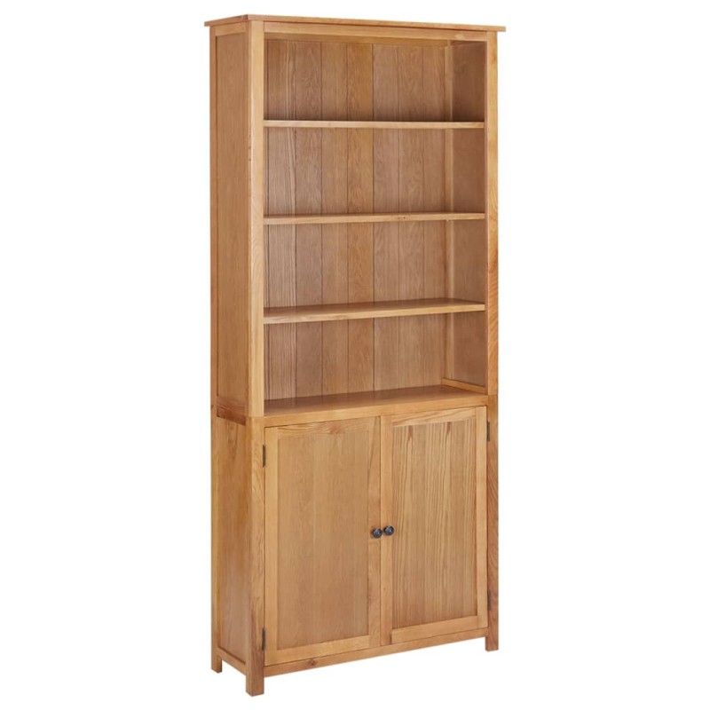 vidaXL Bücherregal mit 2 Türen 90x30x200 cm Massivholz Eiche vidaXL Bücherregal mit 2 Türen 90x30x200 cm Massivholz Eiche