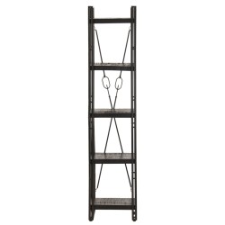 vidaXL Bücherregal 5 Fächer Schwarz 40x30x180 cm Mango Massivholz
