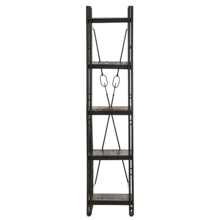 vidaXL Bücherregal 5 Fächer Schwarz 40x30x180 cm Mango Massivholz