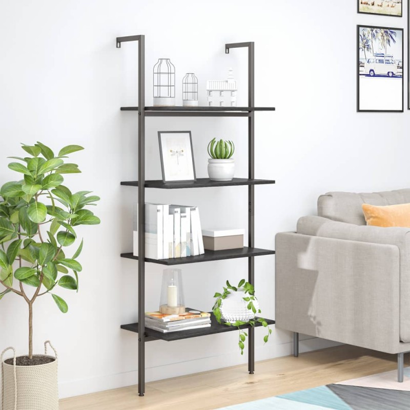 vidaXL Leiterregal mit 4 Böden Schwarz 64x35x152,5 cm vidaXL Leiterregal mit 4 Böden Schwarz 64x35x152,5 cm