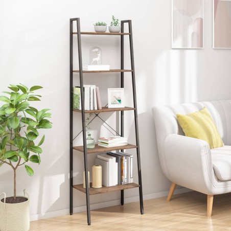 vidaXL Standregal 5 Böden Dunkelbraun und Schwarz 56x35x174 cm