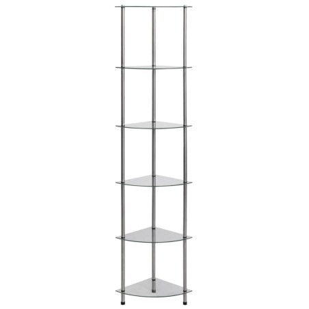 vidaXL Regal mit 6 Ablagen Transparent 30x30x160 cm Hartglas
