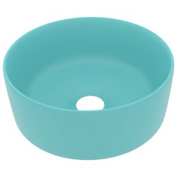 vidaXL Luxuriöses Waschbecken Rund Matt Hellgrün 40x15 cm Keramik