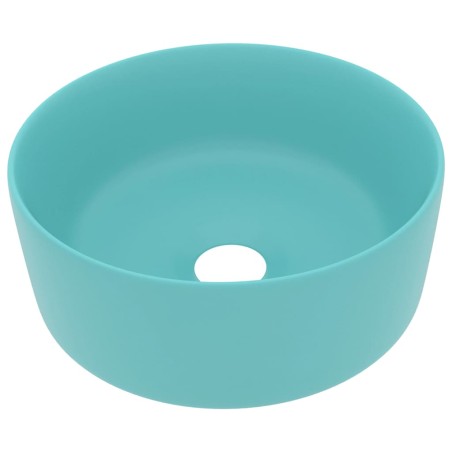 vidaXL Luxuriöses Waschbecken Rund Matt Hellgrün 40x15 cm Keramik
