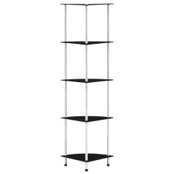 vidaXL Regal mit 5 Ablagen Schwarz 30x30x130 cm Hartglas