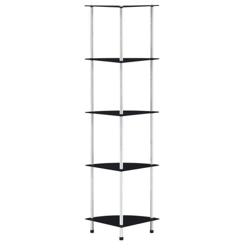 vidaXL Regal mit 5 Ablagen Schwarz 30x30x130 cm Hartglas vidaXL Regal mit 5 Ablagen Schwarz 30x30x130 cm Hartglas