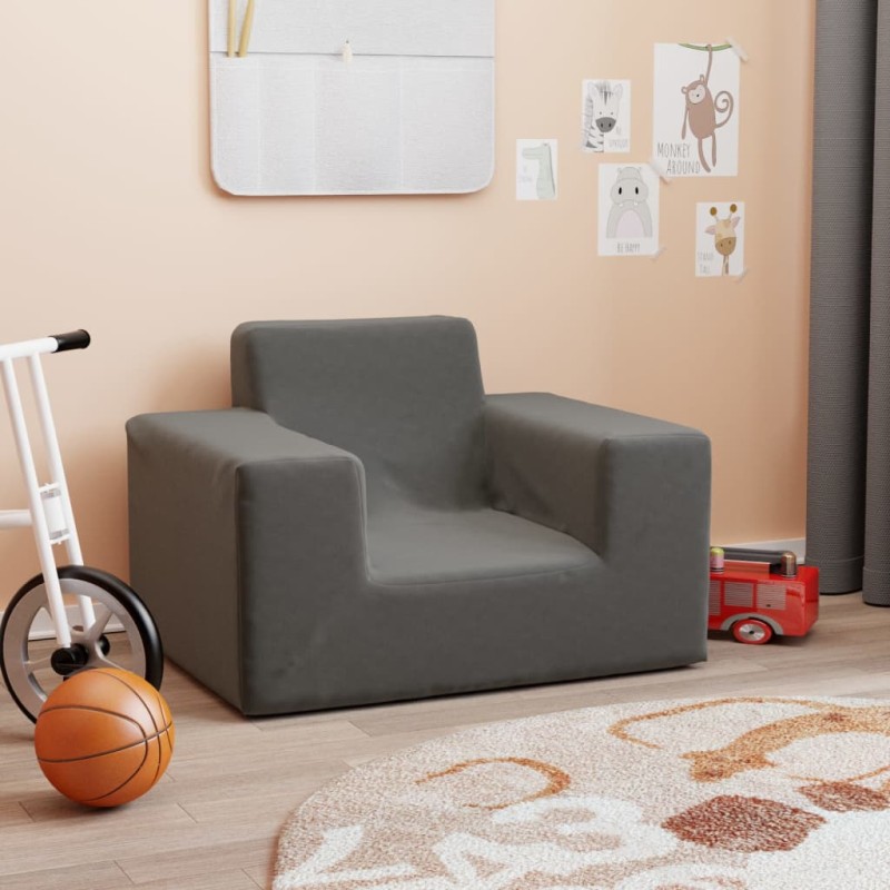 Kindersofa Anthrazit Weich Plüsch Kindersofa Anthrazit Weich Plüsch