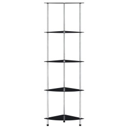 vidaXL Regal mit 5 Ablagen Schwarz 30x30x130 cm Hartglas