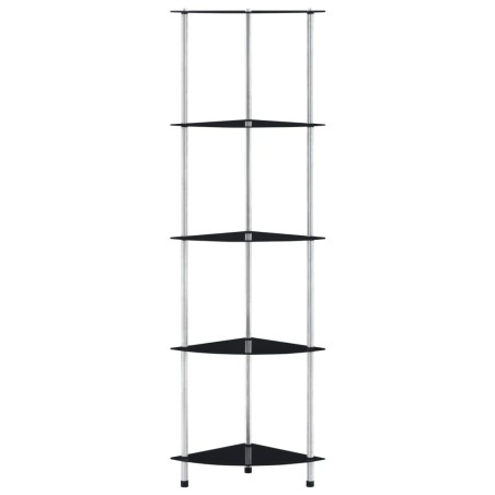 vidaXL Regal mit 5 Ablagen Schwarz 30x30x130 cm Hartglas