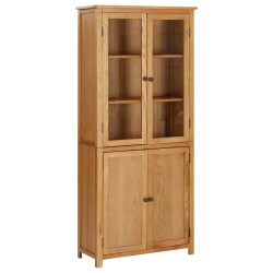 vidaXL Bücherschrank mit 4 Türen 80x35x180 cm Eiche Massivholz & Glas