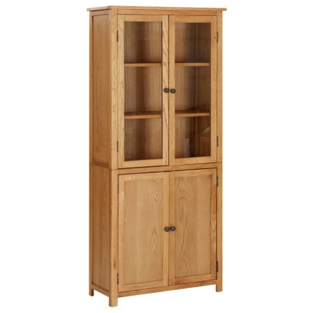vidaXL Bücherschrank mit 4 Türen 80x35x180 cm Eiche Massivholz & Glas