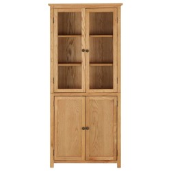 vidaXL Bücherschrank mit 4 Türen 80x35x180 cm Eiche Massivholz & Glas