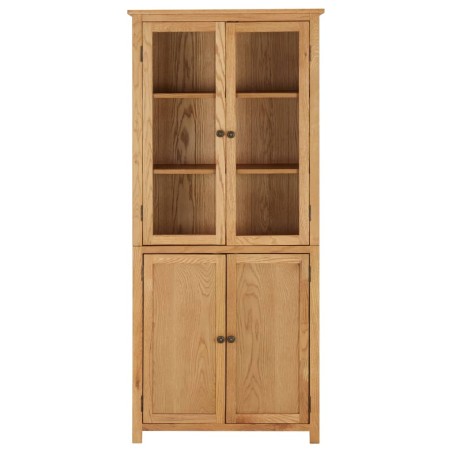 vidaXL Bücherschrank mit 4 Türen 80x35x180 cm Eiche Massivholz & Glas