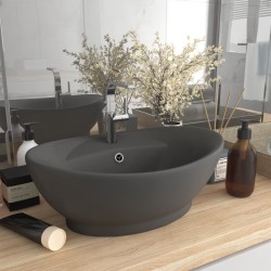 vidaXL Luxus-Waschbecken Überlauf Matt Dunkelgrau 58,5x39cm Keramik    