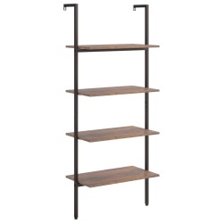 vidaXL Anlehnregal mit 4 Ablagen Dunkelbraun und Schwarz 64x35x152,5cm