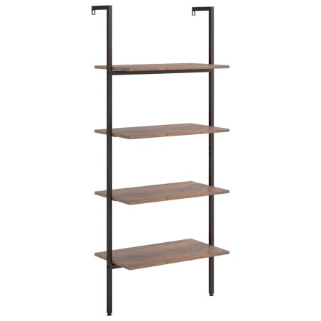 vidaXL Anlehnregal mit 4 Ablagen Dunkelbraun und Schwarz 64x35x152,5cm
