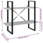 vidaXL Bücherregal 2 Fächer Betongrau 80x30x70 cm Holzwerkstoff vidaXL Bücherregal 2 Fächer Betongrau 80x30x70 cm Holzwerkstoff