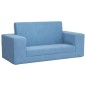 2-Sitzer Kindersofa mit Schlaffunktion Blau Weicher Plüsch 2-Sitzer Kindersofa mit Schlaffunktion Blau Weicher Plüsch