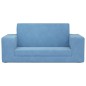 2-Sitzer Kindersofa mit Schlaffunktion Blau Weicher Plüsch 2-Sitzer Kindersofa mit Schlaffunktion Blau Weicher Plüsch