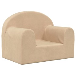 Kindersofa Creme Weich Plüsch