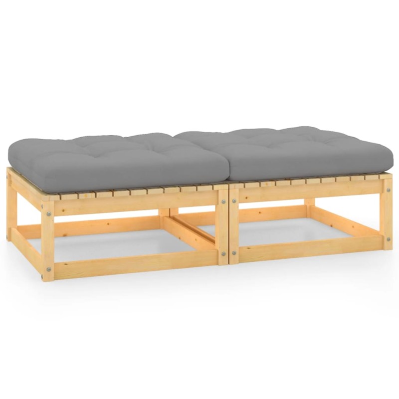 vidaXL Gartenhocker mit Kissen 2 Stk. Massivholz Kiefer vidaXL Gartenhocker mit Kissen 2 Stk. Massivholz Kiefer