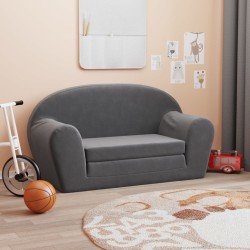 2-Sitzer Schlafsofa für Kinder Anthrazit Weicher Plüsch