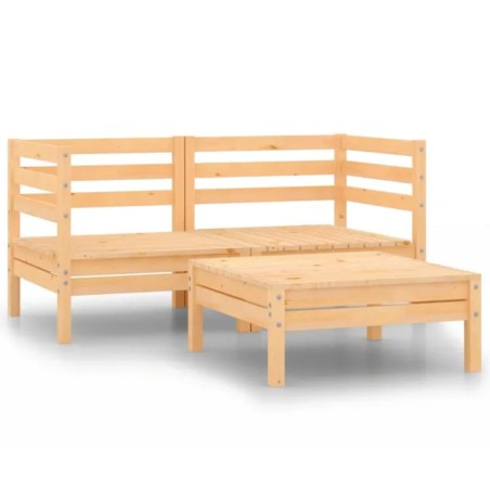 vidaXL 3-tlg. Garten-Lounge-Set Massivholz Kiefer