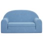 2-Sitzer Kindersofa mit Schlaffunktion Blau Weicher Plüsch 2-Sitzer Kindersofa mit Schlaffunktion Blau Weicher Plüsch