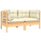 vidaXL Gartensofa 2-Sitzer mit Kissen in Creme Massivholz Kiefer vidaXL Gartensofa 2-Sitzer mit Kissen in Creme Massivholz Kiefer