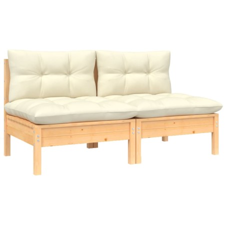 vidaXL 2-Sitzer-Gartensofa mit Creme Kissen Massivholz Kiefer