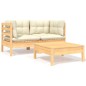 vidaXL 3-tlg. Garten-Lounge-Set mit Creme Kissen Massivholz Kiefer vidaXL 3-tlg. Garten-Lounge-Set mit Creme Kissen Massivholz Kiefer