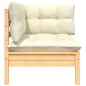vidaXL 3-tlg. Garten-Lounge-Set mit Creme Kissen Massivholz Kiefer vidaXL 3-tlg. Garten-Lounge-Set mit Creme Kissen Massivholz Kiefer