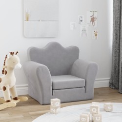 Schlafsofa für Kinder Hellgrau Weicher Plüsch