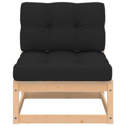 vidaXL Garten-Mittelsofa mit Kissen Massivholz Kiefer