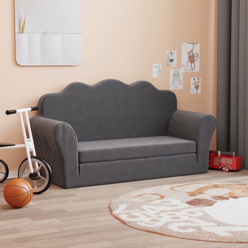 2-Sitzer Schlafsofa für Kinder Anthrazit Weicher Plüsch 2-Sitzer Schlafsofa für Kinder Anthrazit Weicher Plüsch