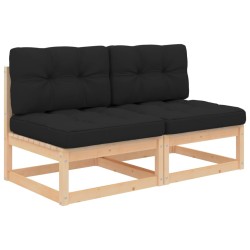vidaXL Garten-Mittelsofas mit Kissen 2 Stk. Massivholz Kiefer