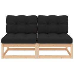 vidaXL Garten-Mittelsofas mit Kissen 2 Stk. Massivholz Kiefer