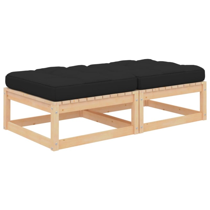 vidaXL Gartenhocker mit Kissen 2 Stk. Massivholz Kiefer vidaXL Gartenhocker mit Kissen 2 Stk. Massivholz Kiefer
