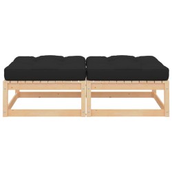 vidaXL Gartenhocker mit Kissen 2 Stk. Massivholz Kiefer