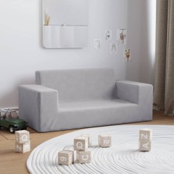 vidaXL Kindersofa 2-Sitzer Hellgrau Weich Plüsch