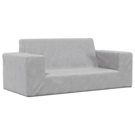 vidaXL Kindersofa 2-Sitzer Hellgrau Weich Plüsch