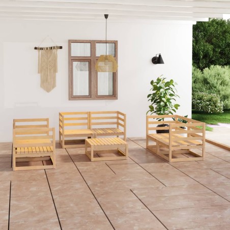 vidaXL 7-tlg. Garten-Lounge-Set Massivholz Kiefer