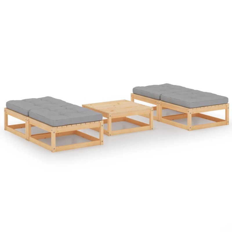 vidaXL 5-tlg. Garten-Lounge-Set mit Kissen Kiefer Massivholz vidaXL 5-tlg. Garten-Lounge-Set mit Kissen Kiefer Massivholz