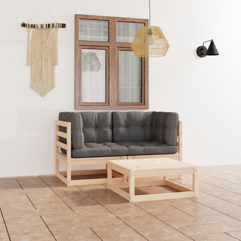 vidaXL 3-tlg. Garten-Lounge-Set mit Kissen Kiefer Massivholz vidaXL 3-tlg. Garten-Lounge-Set mit Kissen Kiefer Massivholz