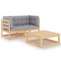 vidaXL 3-tlg. Garten-Lounge-Set mit Kissen Kiefer Massivholz vidaXL 3-tlg. Garten-Lounge-Set mit Kissen Kiefer Massivholz