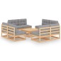vidaXL 9-tlg. Garten-Lounge-Set mit Kissen Kiefer Massivholz vidaXL 9-tlg. Garten-Lounge-Set mit Kissen Kiefer Massivholz